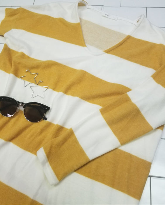 FINAL CALL- Brinleigh striped top in mustard yellow