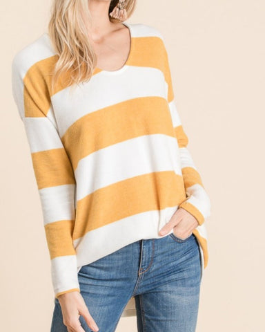FINAL CALL- Brinleigh striped top in mustard yellow