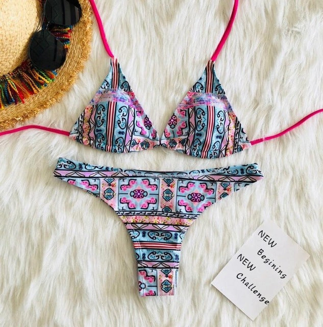 Fabulous Sexy Retro Tropical Ethnic Floral Bikini