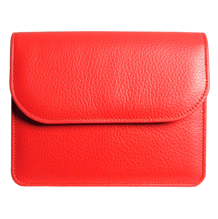Pebbled Calf Leather Belt Pouch Coral