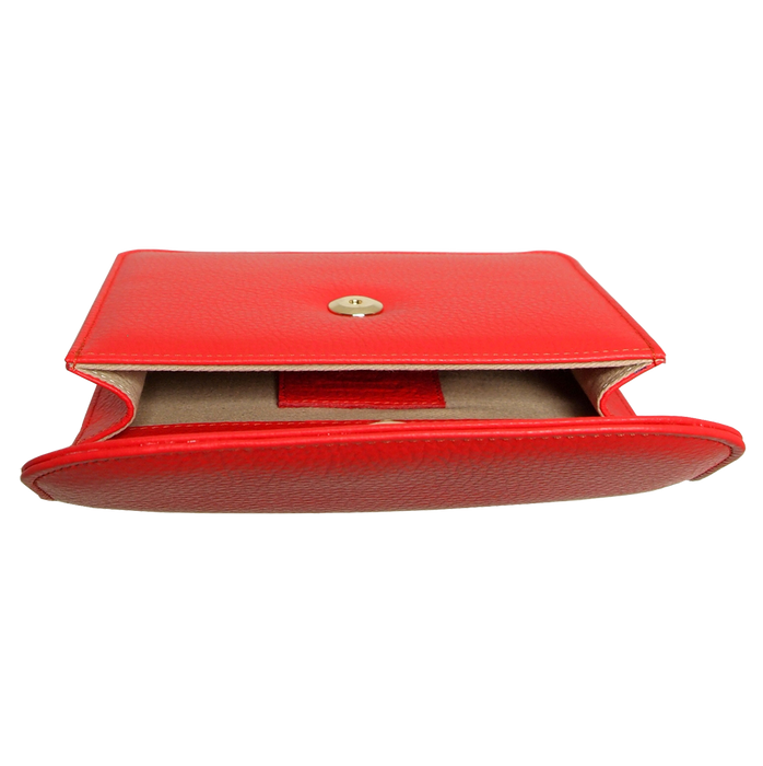 Pebbled Calf Leather Belt Pouch Coral