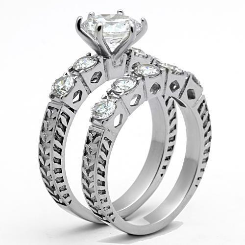 Women Stainless Steel Cubic Zirconia Rings TK1450