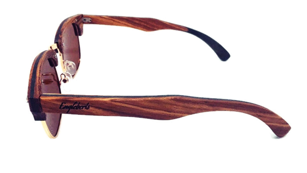 Ebony and ZebraWood Sunglasses, Tea Colored Polarized Lenses